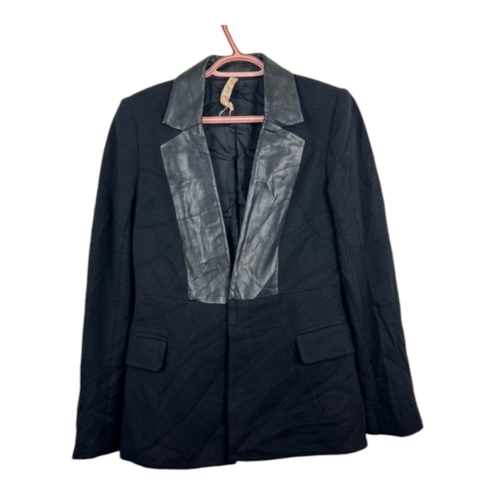 Billey 44 Black Leather Trim Blazer